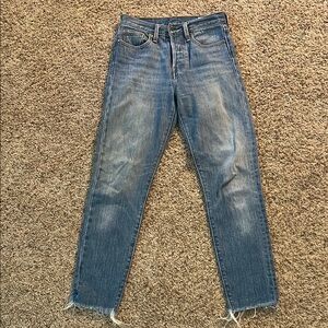 White Oak Cone Denim Jeans with Frayed Hem
